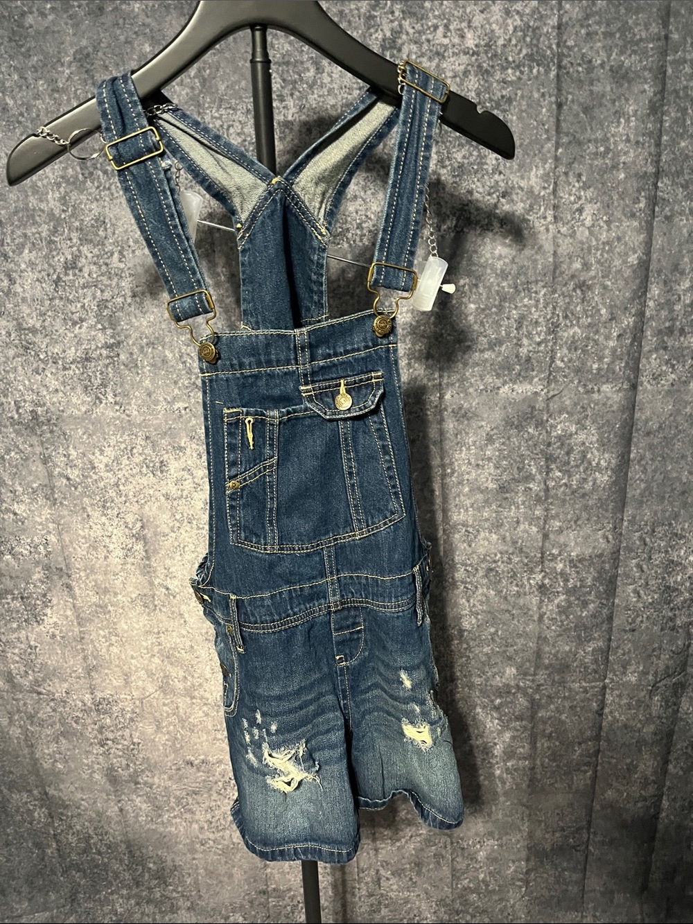lei Blue Women's Relaxed Denim Short Overalls